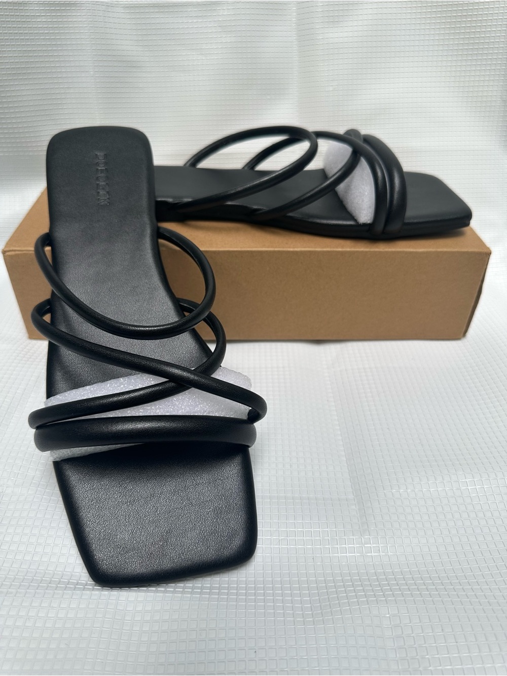 Dobolin Black Square-Toe Slide Sandals Women’s Size 10